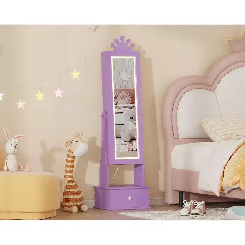 46 Kids Jewelry Cabinet with Full-Length Mirror, Storage Drawers and Jewelry Armoire for Kids Bithday