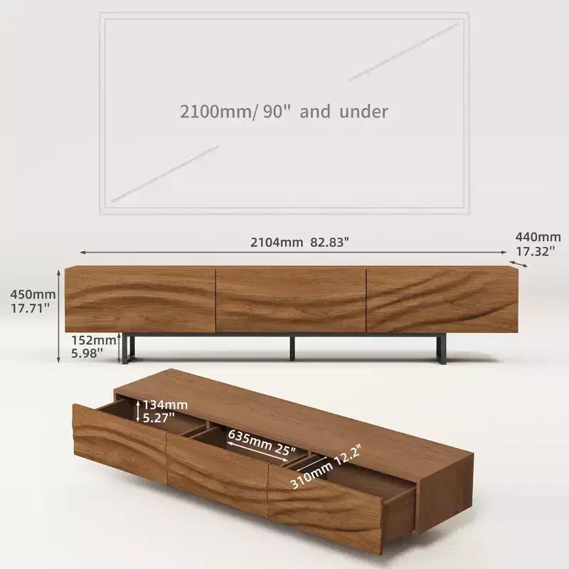 82.83 Inch Modern TV Stand with Solid Wood Drawers and Vents, Media Console for Living Room Gaoyangjiaju