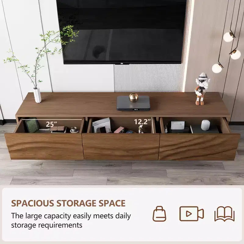 82.83 Inch Modern TV Stand with Solid Wood Drawers and Vents, Media Console for Living Room Gaoyangjiaju