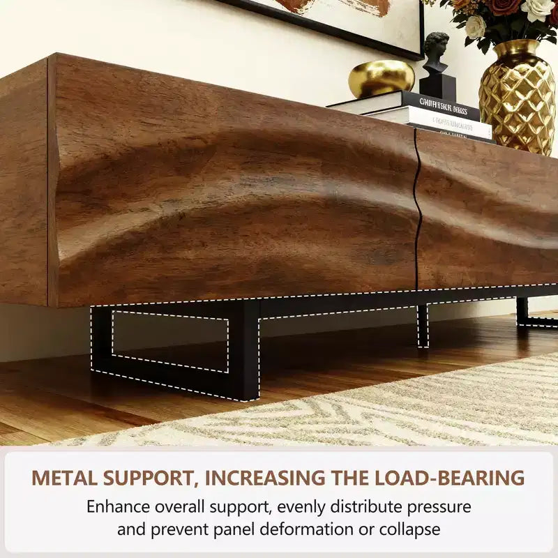 82.83 Inch Modern TV Stand with Solid Wood Drawers and Vents, Media Console for Living Room Gaoyangjiaju