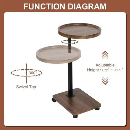 Table d'appoint en C, Table d'appoint de canapé à hauteur réglable, Petites tables d'appoint de canapé pivotantes à 360° qui se glissent sous le canapé, Table d'appoint en C