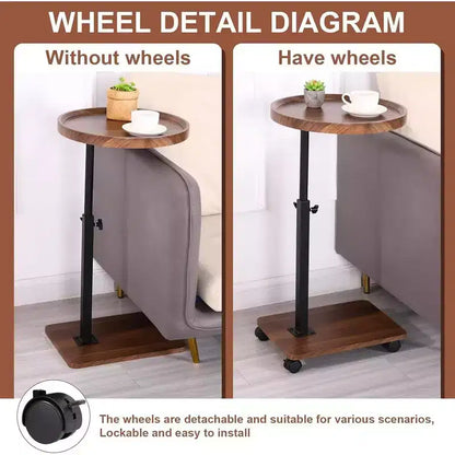 Table d'appoint en C, Table d'appoint de canapé à hauteur réglable, Petites tables d'appoint de canapé pivotantes à 360° qui se glissent sous le canapé, Table d'appoint en C