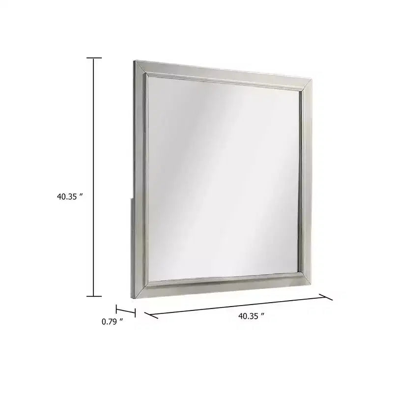 Royal Hampton Dresser Mirror, Subtle Antique White Rubberwood, Square 40 Inch