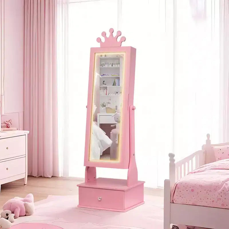 46 Kids Jewelry Cabinet with Full-Length Mirror, Storage Drawers and Jewelry Armoire for Kids Bithday