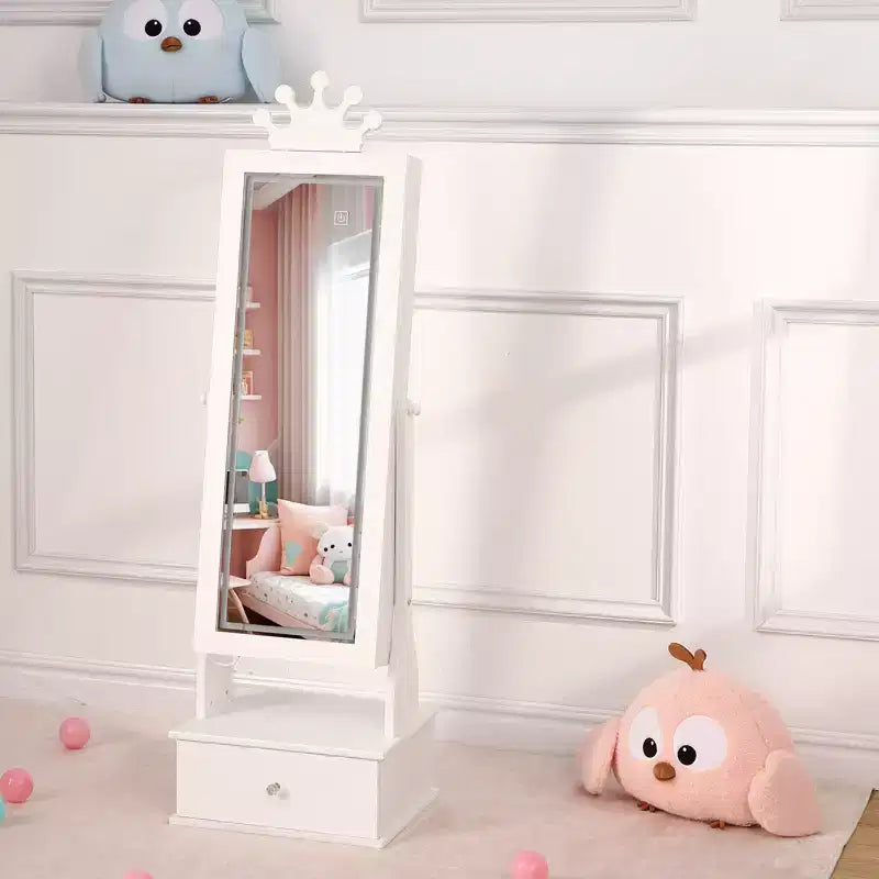 46 Kids Jewelry Cabinet with Full-Length Mirror, Storage Drawers and Jewelry Armoire for Kids Bithday