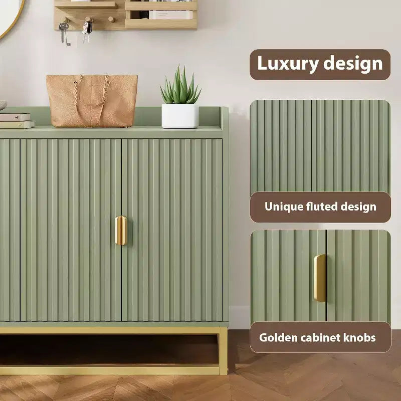 Buffet Cabinet with Storage Accent Sideboard with 4 Doors 47.2 Wide Fluted Credenza Modern Buffet Table Media Console Cabinet