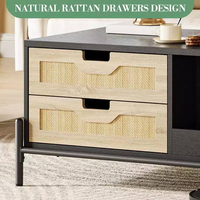 Wooden Center Table Coffee Table for Living Room, Wooden Rectangular Cocktail Table