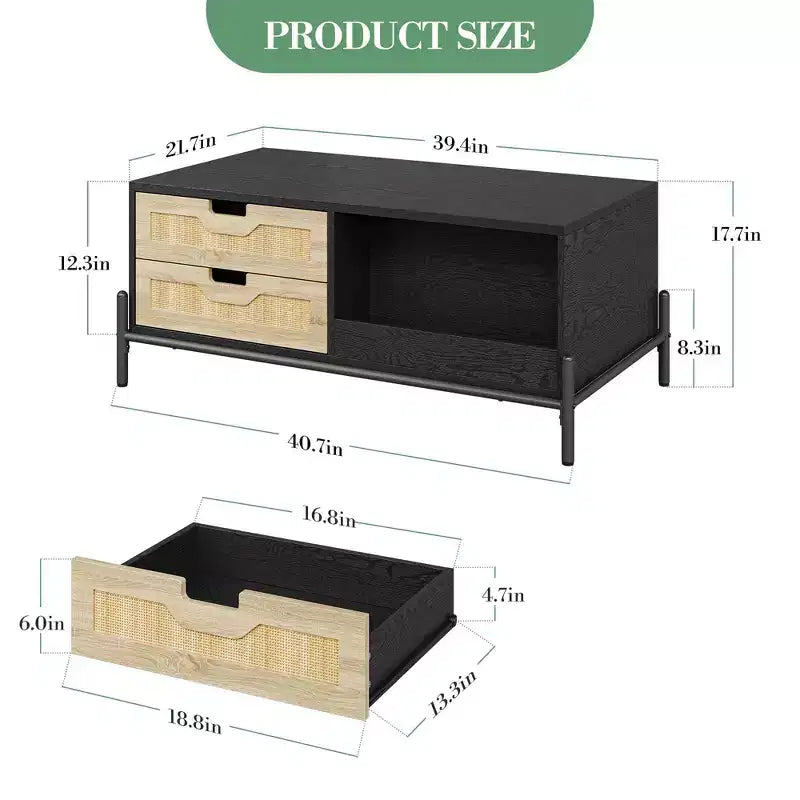 Wooden Center Table Coffee Table for Living Room, Wooden Rectangular Cocktail Table