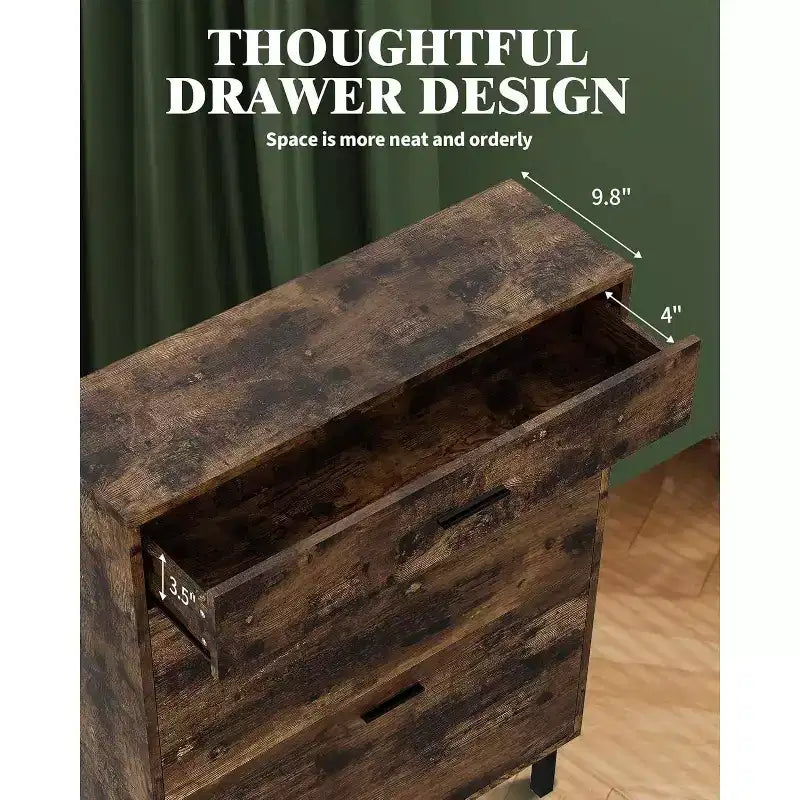 Shoe Cabinet Storage for Entryway Ultra Slim with 2 Flip &1Drop-Down Drawers, Narrow Shoe Cabinet,Freestanding Modern Wood Shoes Organizer
