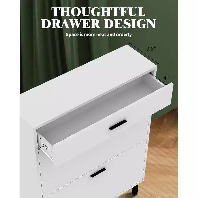 Shoe Cabinet Storage for Entryway Ultra Slim with 2 Flip &1Drop-Down Drawers, Narrow Shoe Cabinet,Freestanding Modern Wood Shoes Organizer