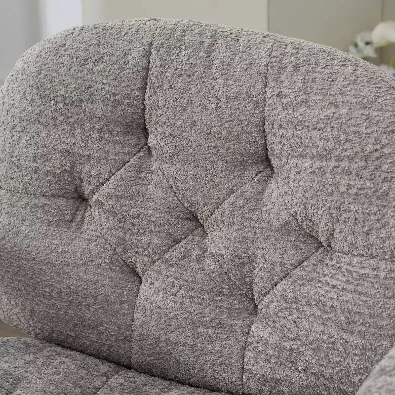 Grey Cross-Leg Flip-Arm Chair: Wide Seat Swivel C Comfy Desk/Vanity for Women, Home/Office Ready