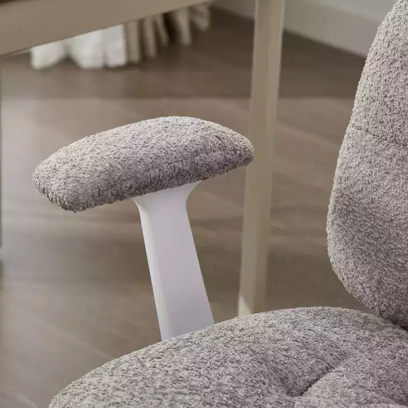Grey Cross-Leg Flip-Arm Chair: Wide Seat Swivel C Comfy Desk/Vanity for Women, Home/Office Ready
