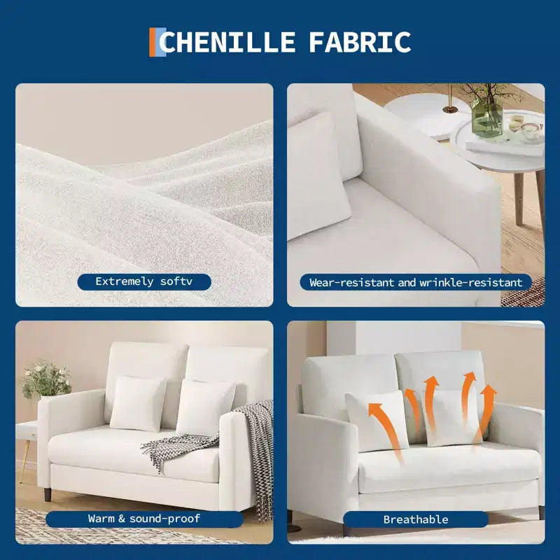51 Cloud-Like Loveseat Sofa - Plush 2-Seater with Pocket Springs for Small Spaces Apartment Living Room
