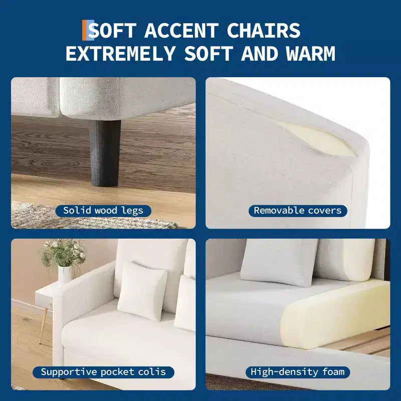 51 Cloud-Like Loveseat Sofa - Plush 2-Seater with Pocket Springs for Small Spaces Apartment Living Room