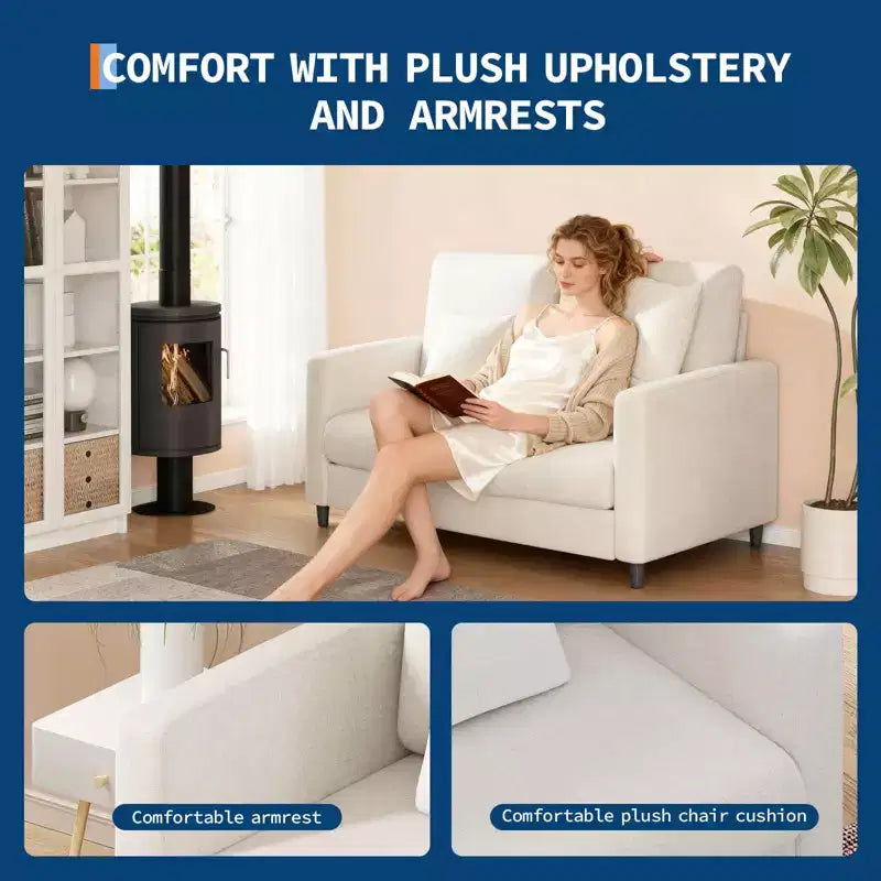 51 Cloud-Like Loveseat Sofa - Plush 2-Seater with Pocket Springs for Small Spaces Apartment Living Room