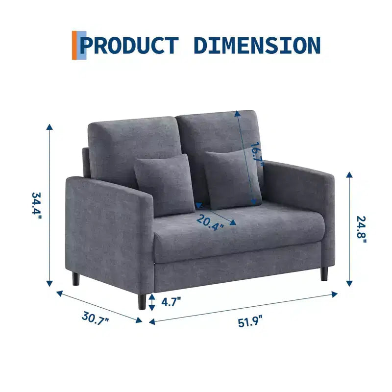 51 Cloud-Like Loveseat Sofa - Plush 2-Seater with Pocket Springs for Small Spaces Apartment Living Room