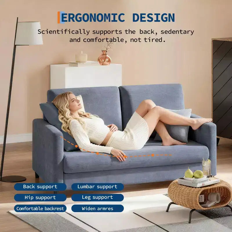 51 Cloud-Like Loveseat Sofa - Plush 2-Seater with Pocket Springs for Small Spaces Apartment Living Room