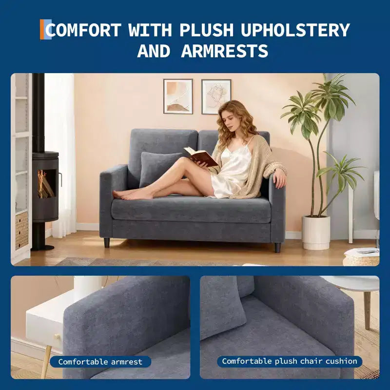 51 Cloud-Like Loveseat Sofa - Plush 2-Seater with Pocket Springs for Small Spaces Apartment Living Room