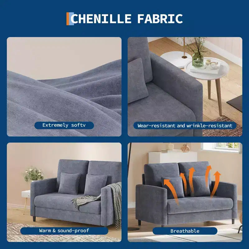 51 Cloud-Like Loveseat Sofa - Plush 2-Seater with Pocket Springs for Small Spaces Apartment Living Room