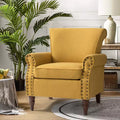Cythnus Upholstered Armchair with Solid Wood LegsHULALA HOME-MUSTARD