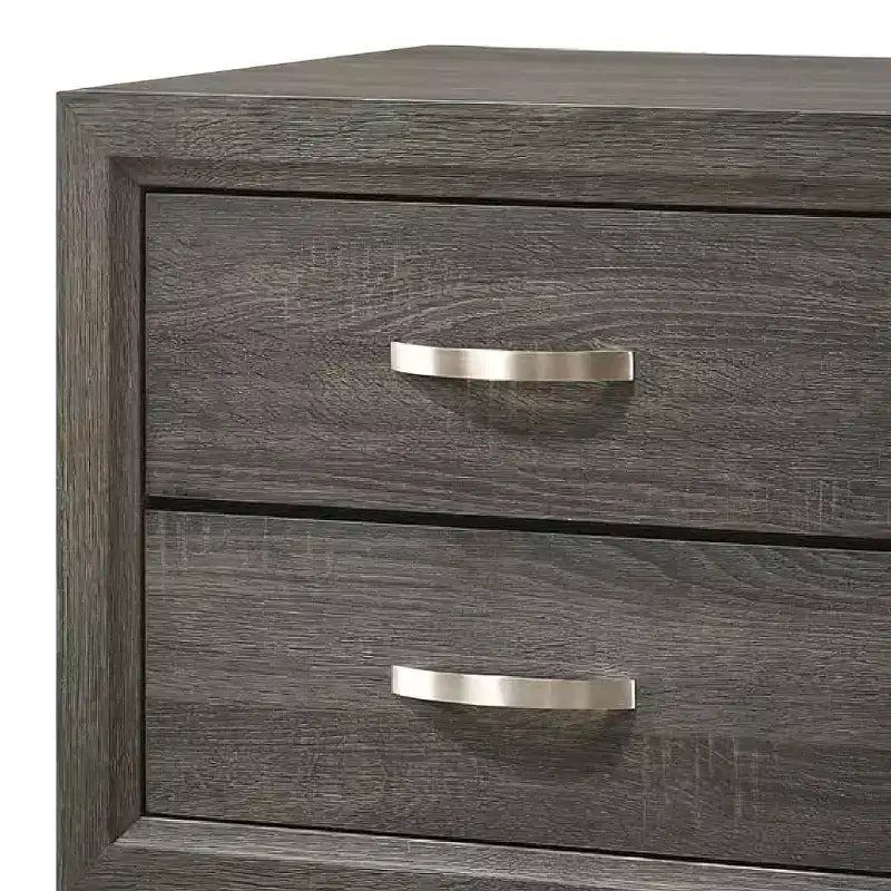25" Modern 2-Drawer Nightstand with Metal Handle, Gray Foil Finish