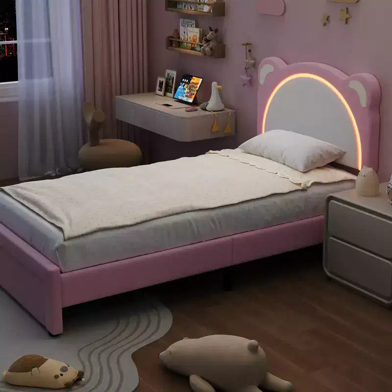 Twin Bed Frame, Upholstered Platform Bed Frame with Adjustable Headboard & Smart Led, Wooden Slats Support, No Box Spring Needed
