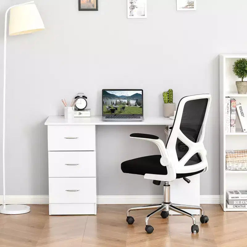 47" Modern Home Office Computer Desk with Bookcase, 3 Drawers & Storage Shelf