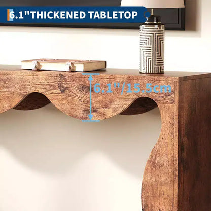 Console de 63 po pour entrée, table de canapé étroite rectangulaire en bois derrière le canapé, table d'entrée festonnée pour le couloir de salon