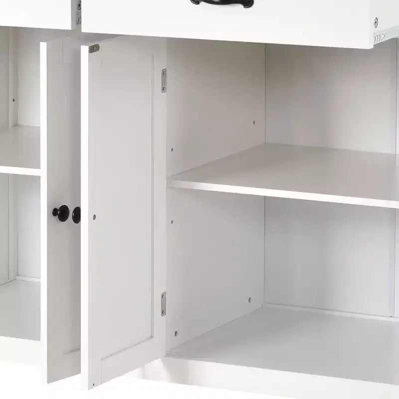 54.3" Kitchen Island Cart with Solid Wood Top, Locking Wheels, Spice & Towel Rack, White
