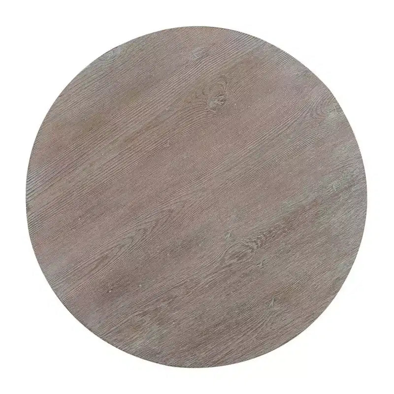 Greystone Mill Round End Table, Stone White Wash with Wire Brush Distressing