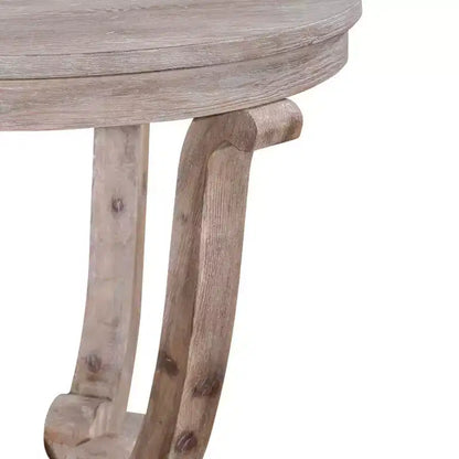 Table d'appoint ronde Greystone Mill, finition blanc délavé avec effet vieilli brossé