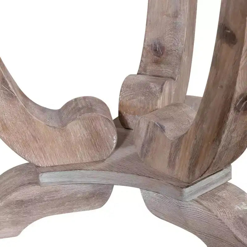 Greystone Mill Round End Table, Stone White Wash with Wire Brush Distressing