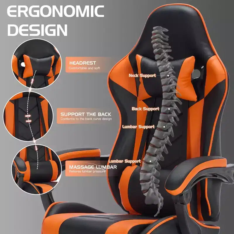 Modern Adjustable Swivel Ergonomic Task Chair with Headrest & Lumbar Support