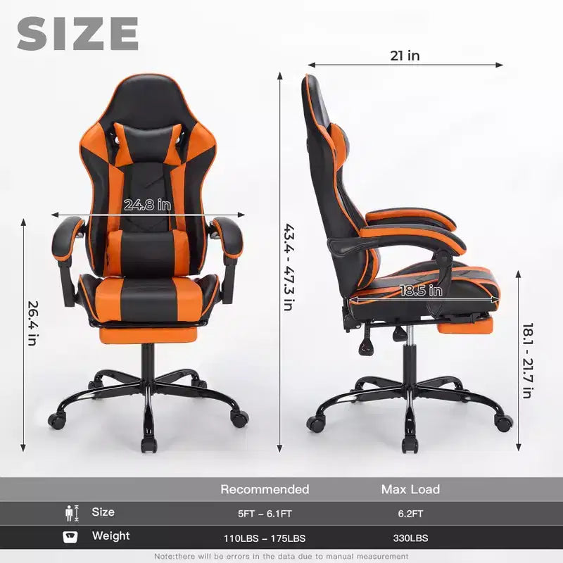 Modern Adjustable Swivel Ergonomic Task Chair with Headrest & Lumbar Support