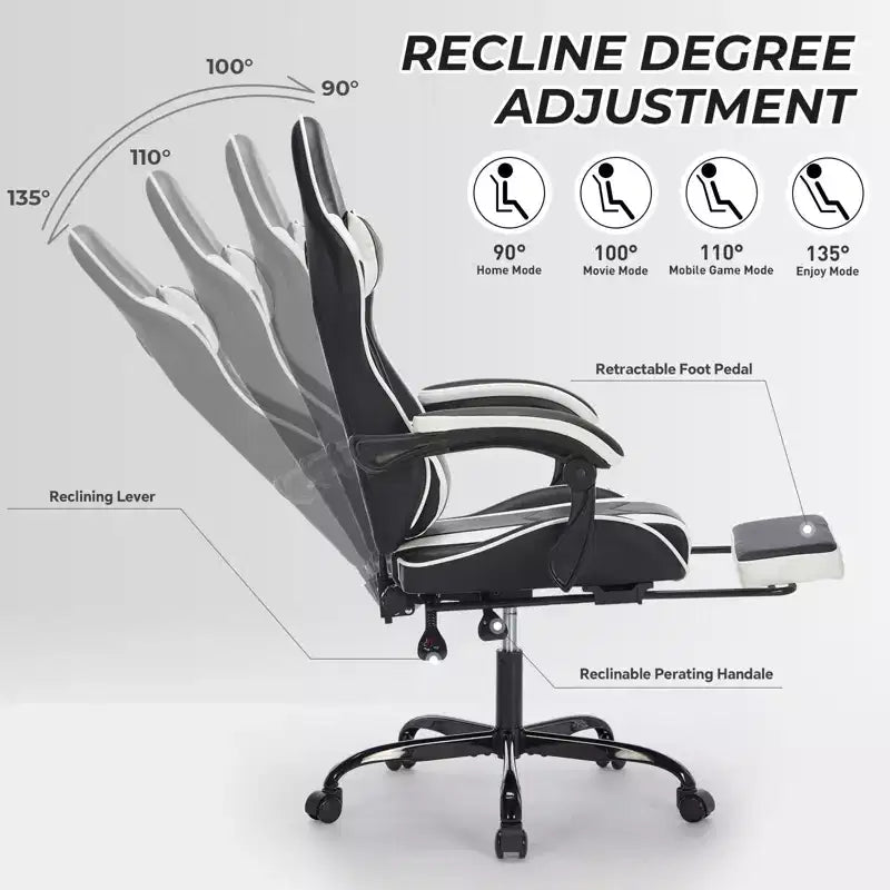 Modern Adjustable Swivel Ergonomic Task Chair with Headrest & Lumbar Support