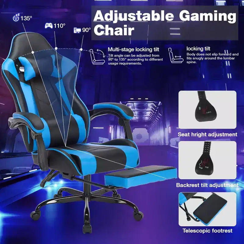 Modern Adjustable Swivel Ergonomic Task Chair with Headrest & Lumbar Support