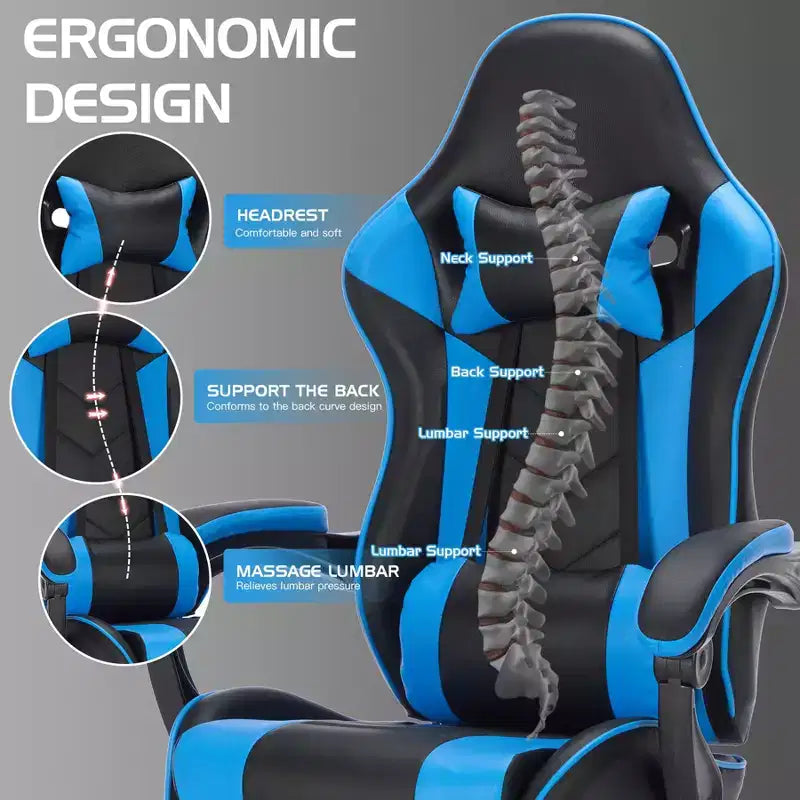 Modern Adjustable Swivel Ergonomic Task Chair with Headrest & Lumbar Support