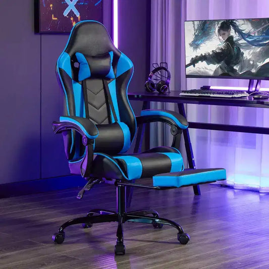 Fauteuil de bureau ergonomique pivotant et réglable, avec appui-tête et support lombaire