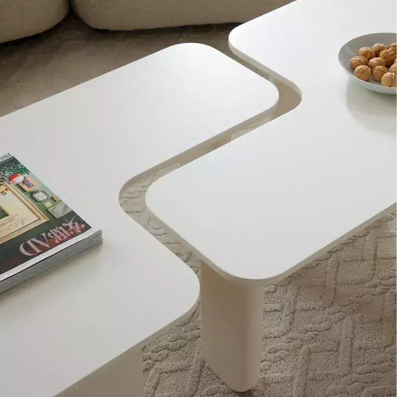 35 L-Shape Modern Coffee Table Green Paint Multi-Layer Free-Combo Space-Saving White