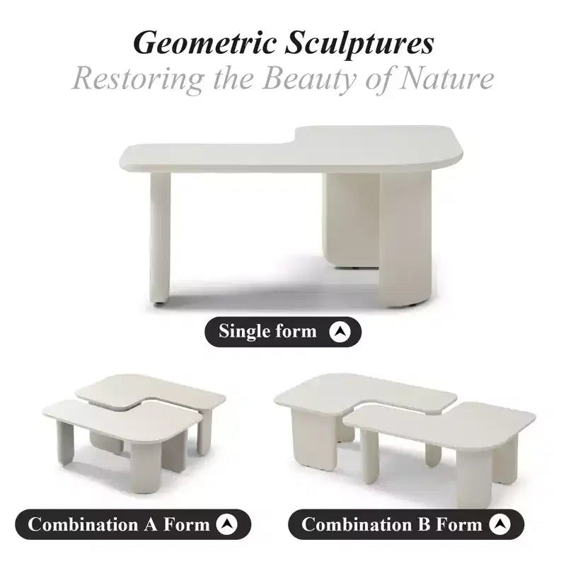 35 L-Shape Modern Coffee Table Green Paint Multi-Layer Free-Combo Space-Saving White