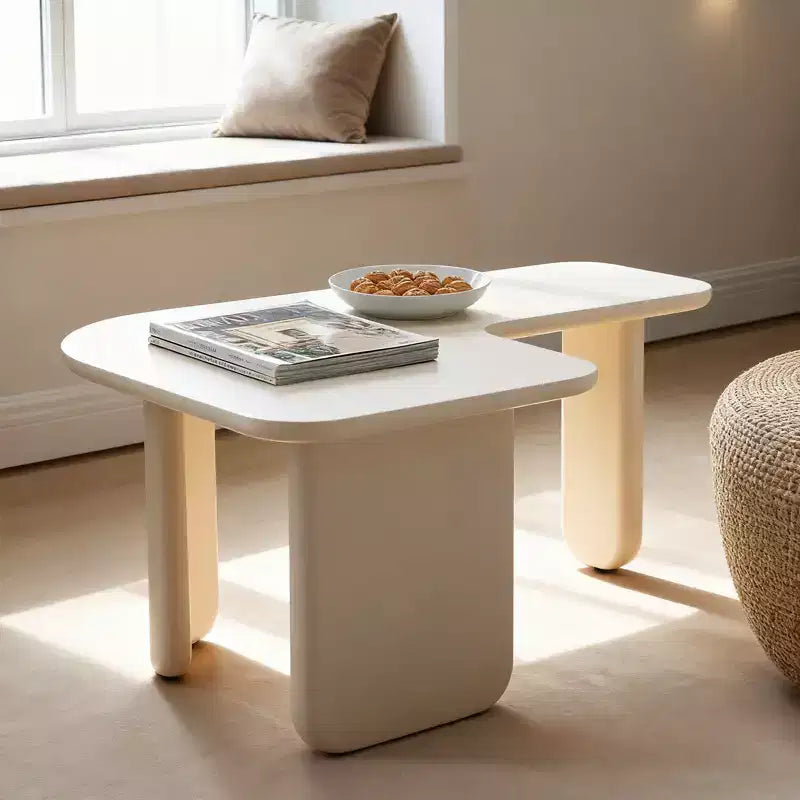 35 L-Shape Modern Coffee Table Green Paint Multi-Layer Free-Combo Space-Saving White