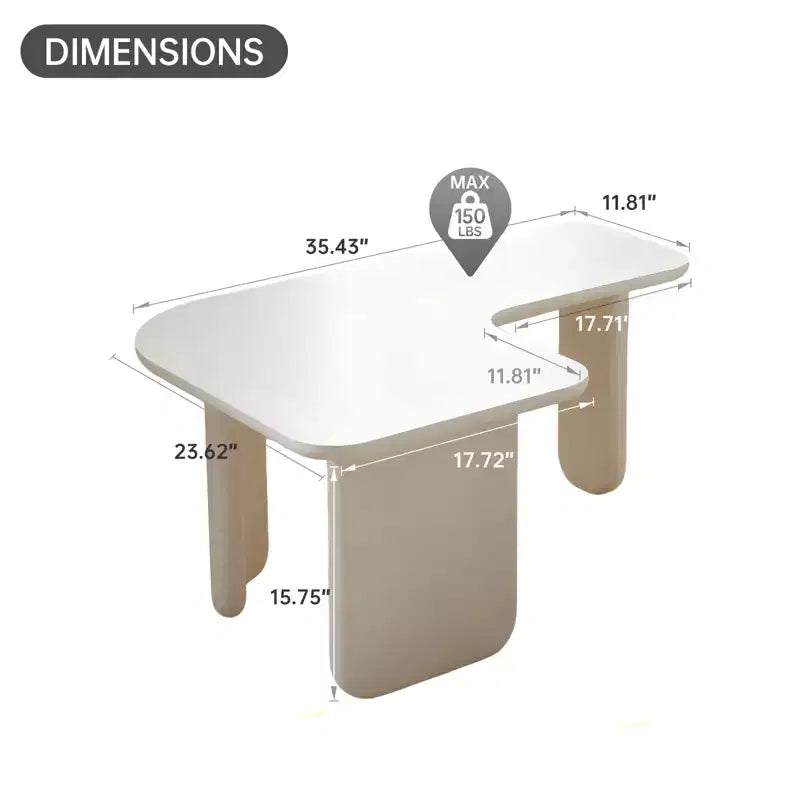 35 L-Shape Modern Coffee Table Green Paint Multi-Layer Free-Combo Space-Saving White