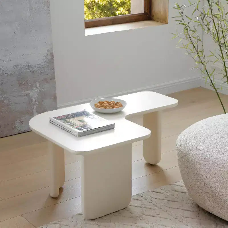 35 L-Shape Modern Coffee Table Green Paint Multi-Layer Free-Combo Space-Saving White