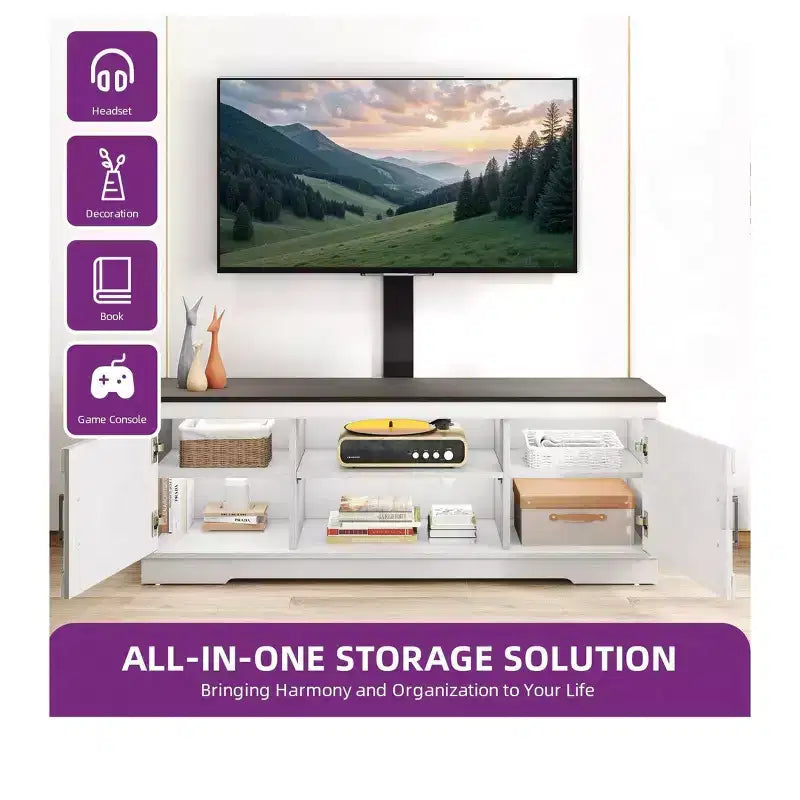 Farmhouse TV Stand with Mount for 70 inch TV Entertainment Center, Media Console with Height Adjustable Mount for Living Room