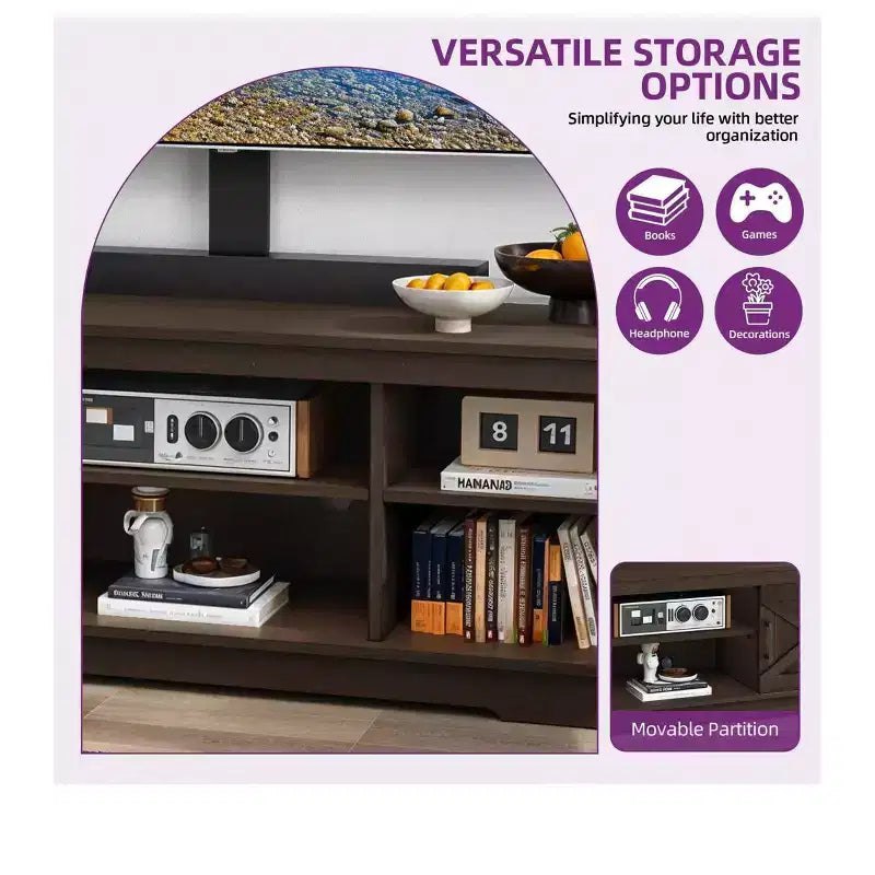 Farmhouse TV Stand with Mount for 70 inch TV Entertainment Center, Media Console with Height Adjustable Mount for Living Room