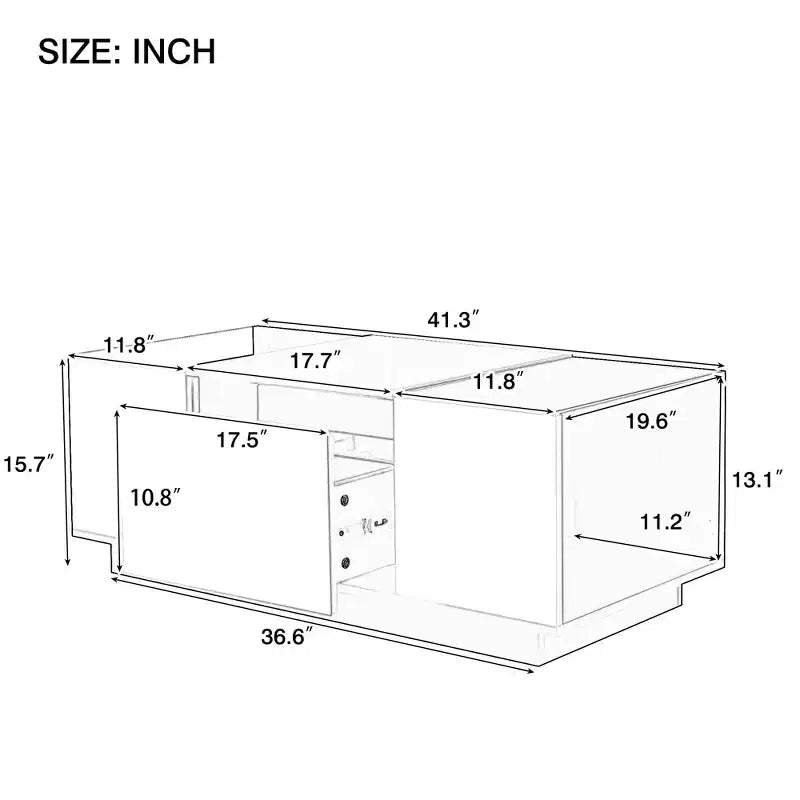 Modern Coffee Table with LED Lights, Rectangle Center Table with Storage, Coffee Table with Drawers for Living Room