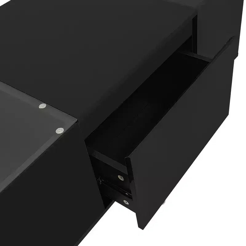 Modern Coffee Table with LED Lights, Rectangle Center Table with Storage, Coffee Table with Drawers for Living Room