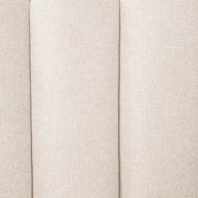 Queen Size Wood Bed with Piano Key Upholstered Headboard, Wheat